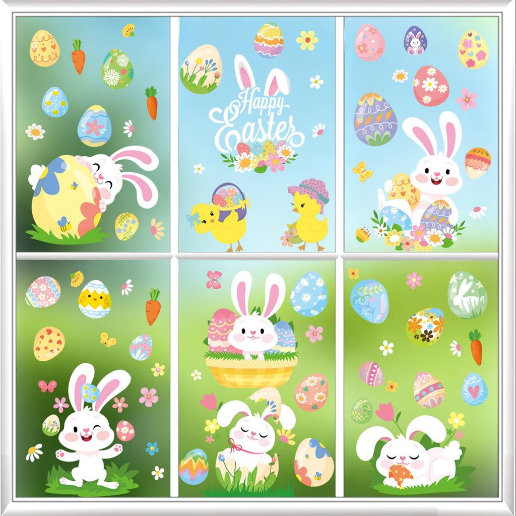 Easter Stickers, Cute Bunny Easter Eggs, Static Stickers, Window Display , Glass Decorations, Window Stickers