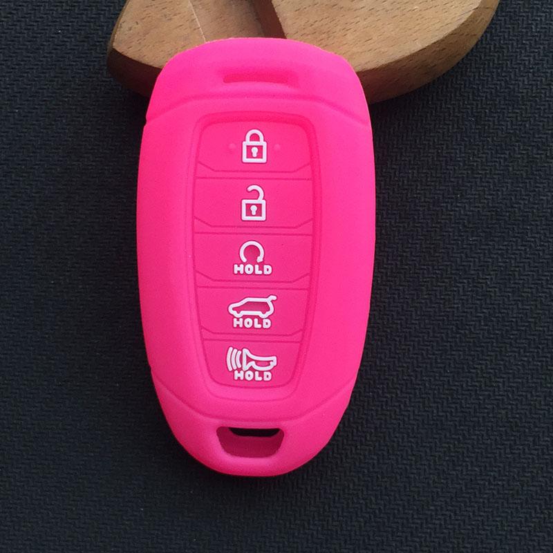 Silicone Car Key Cover Case For Hyundai Palisade 2021 Ix35 Tucson Accent Santa Fe Solaris ELANTRA Azera 5button Key accessories