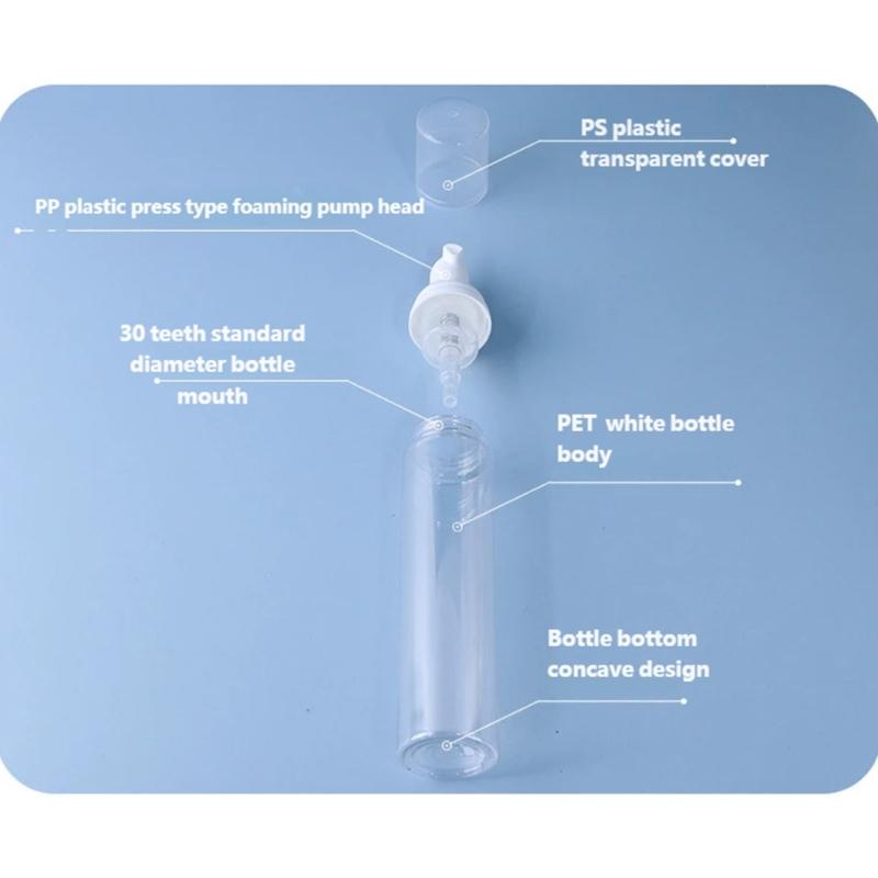 4pc Clear Foam Pump Bottle PET Soap Dispenser for Rich Bubble Generation Liquid Levels Monitoring in Skincare Use