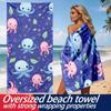 Blue Cartoon Octopus Ocean Polyester Microfiber Beach Towel Is Highly Absorbent, Suitable for Swimming and Beach Outings