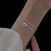 925 Silver Hollow Heart Bracelets For Women Girls Vintage Korean Design Double Layer Beads Bracelet Party Jewelry Gifts