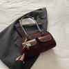 Retro Faux Suede Shoulder Bag for Women 2026 New Commuter Crossbody Purse Fashionable Handheld Underarm Bag CLE