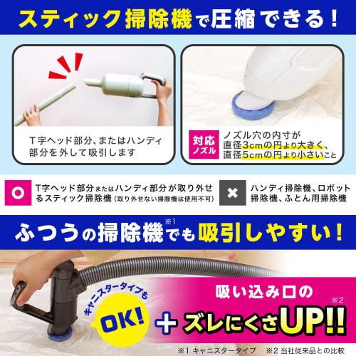 LEC Balsan Stick Vacuum Cleaner Compatible Dust Mite and Insect Repellent Futon Compression Bags, Large (2-Pack) / Fits 1 Semi-Double Comforter / Can