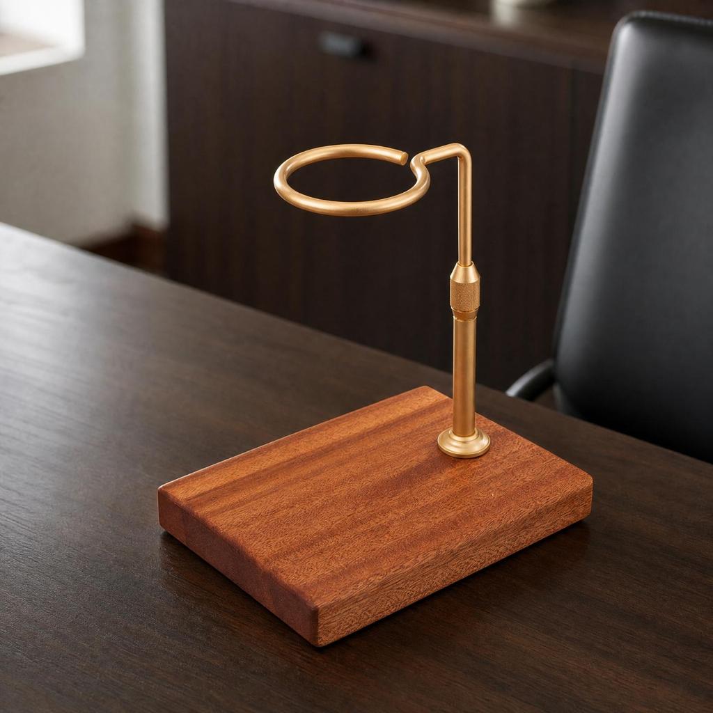 Adjustable Pour-Brew Stand with Wood Base Non-Slip Pour-over Coffee Strainer