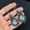 Larimar Edelstein Handgefertigt Reiner Kupferdraht Umwickelte Ohrringe Schmuck Für den Gedenktag