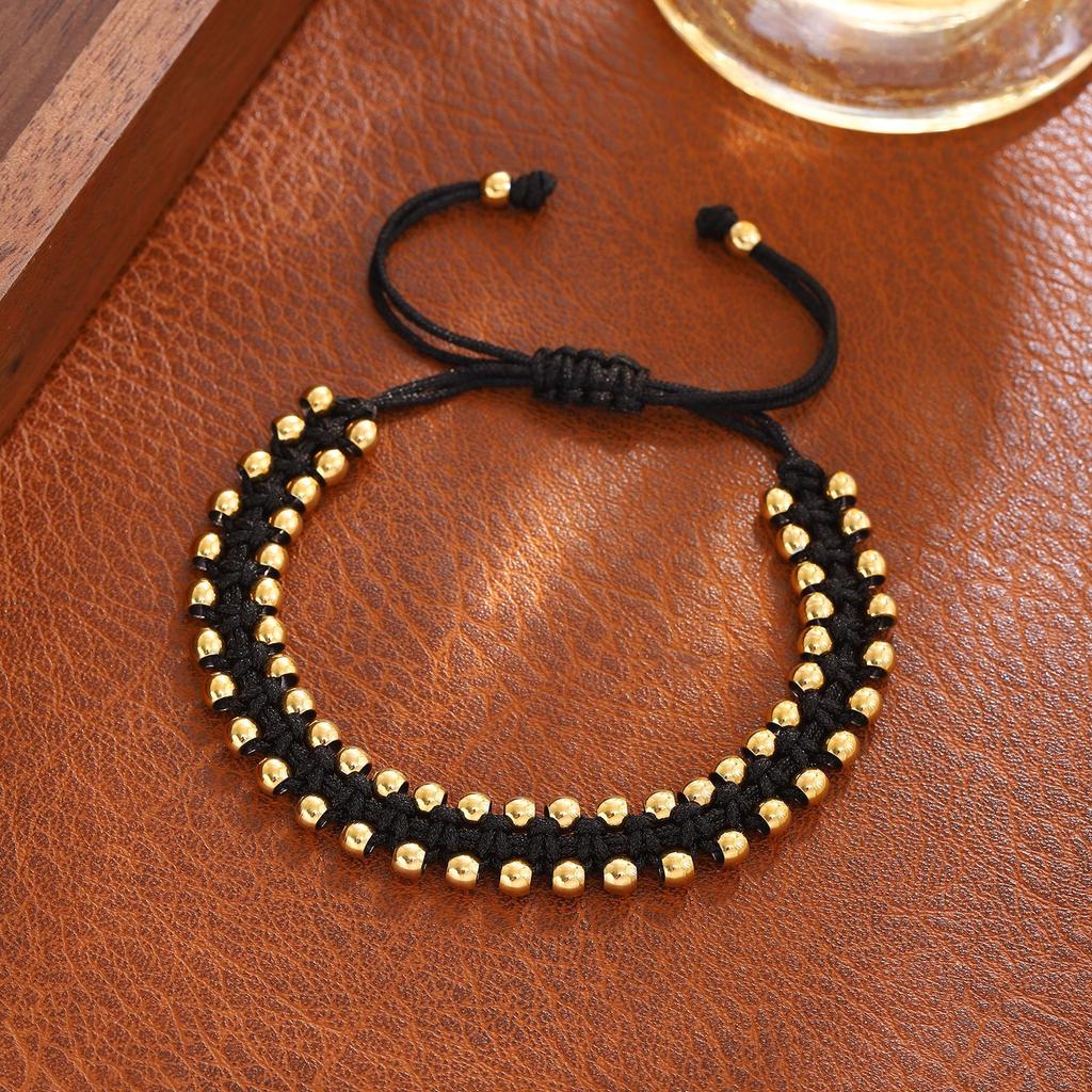 Handmade Braided Bracelet Jewelry for Women 4mm High Quality Gold Plated Beads Bracelets Bijoux Fashion Pulseras Femme