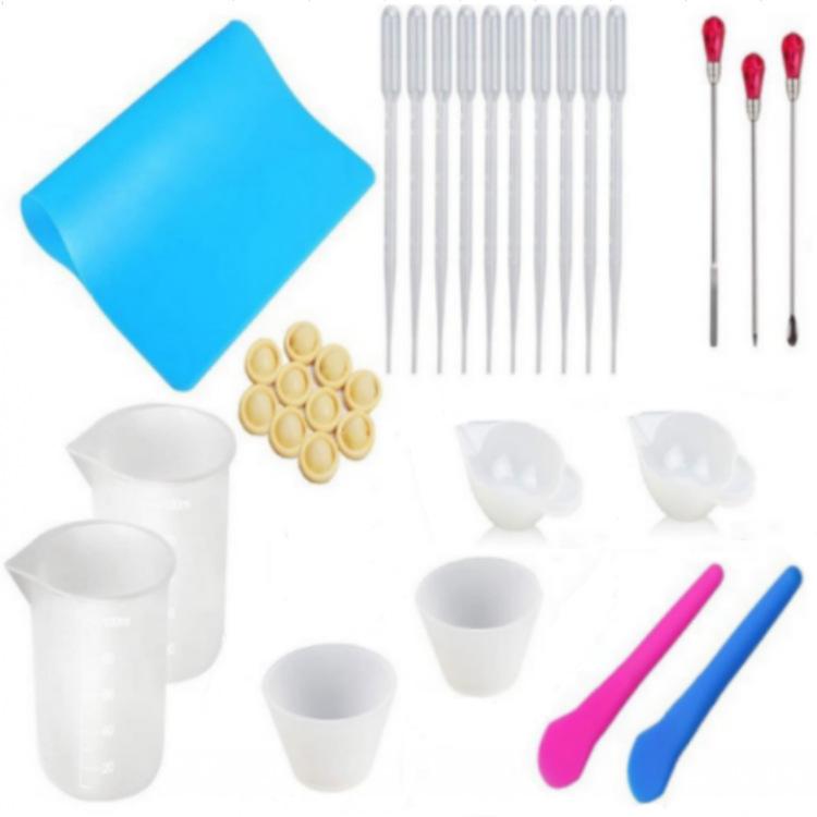 Epoxy Resin Mixing Tool Set: Silicone Pad, Measuring Cup, Stirring Stick