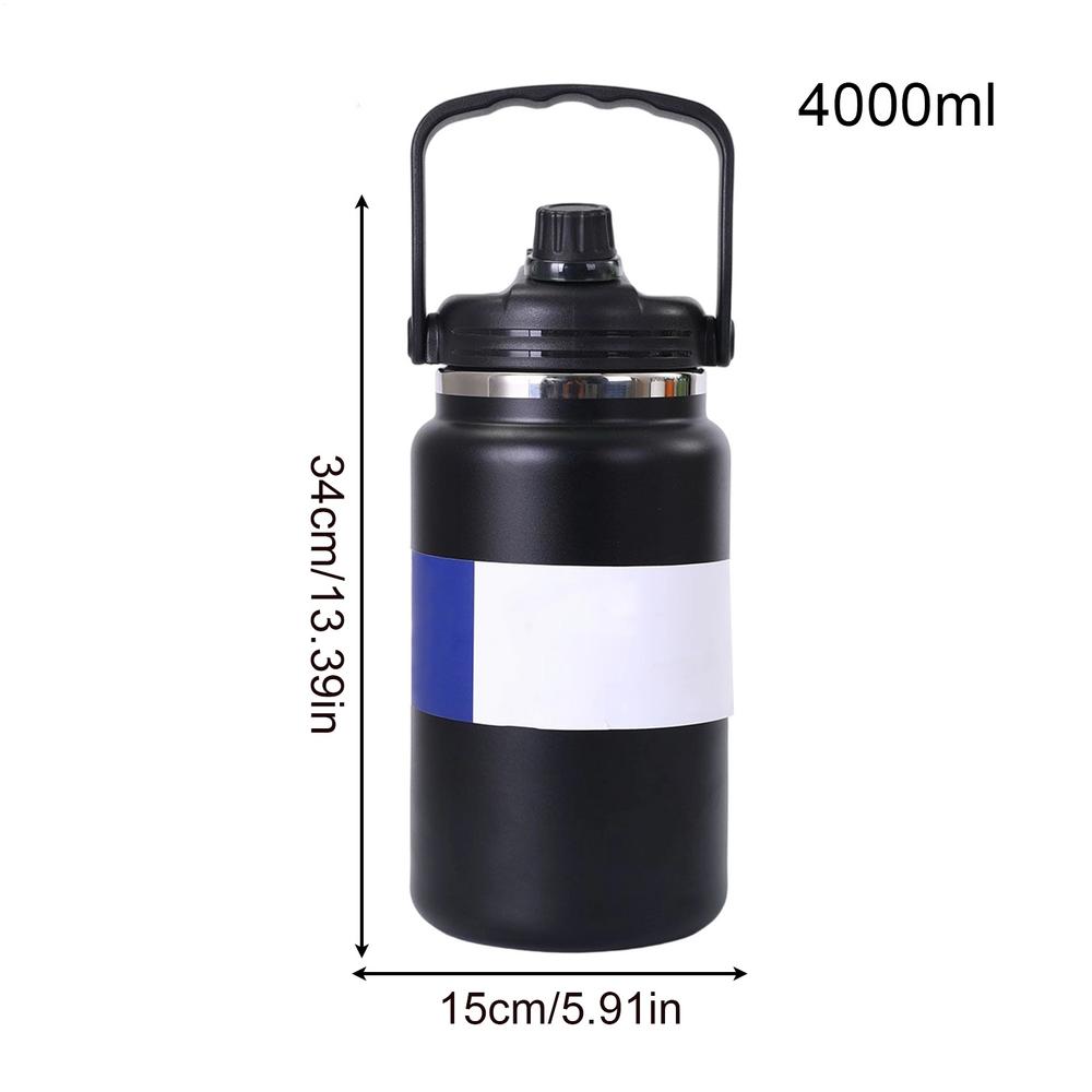 Stainless Steel Thermo Bottle Large Capacity Thermo Water Portable 4000ml Vacuum Mug Thermos Insulated Cup 4L for outdoor 4000ml чёрный