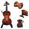 Mini Violin Figurine Miniature Model with Stand Collectible Display Accessories Wooden Craft Decoration for Offices Home