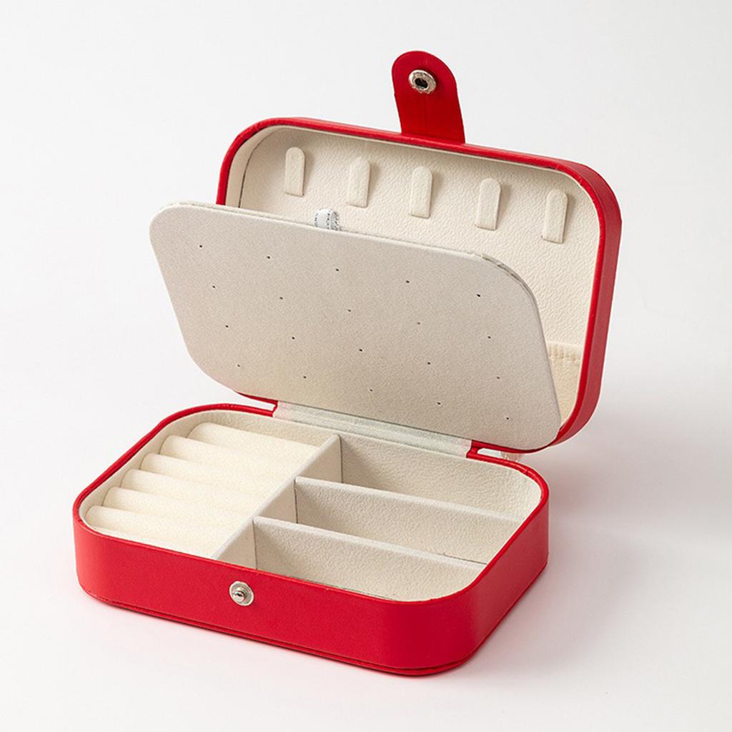 Tragbare Schmuckschatulle mit mehreren Fächern und Samtfutter - Reisefreundlicher rosa Schmuckorganizer für Accessoires
