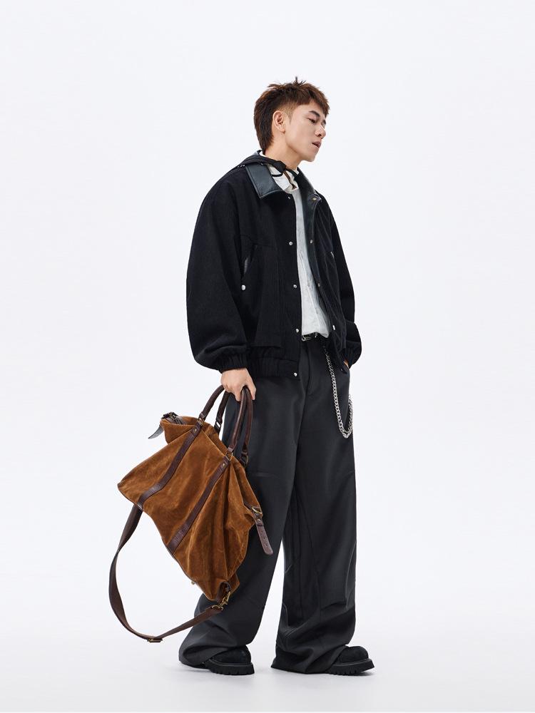 ACU Menswear | Men's Color Block Corduroy Lapel Jacket - 2026 Autumn/Winter High-End Casual Patchwork