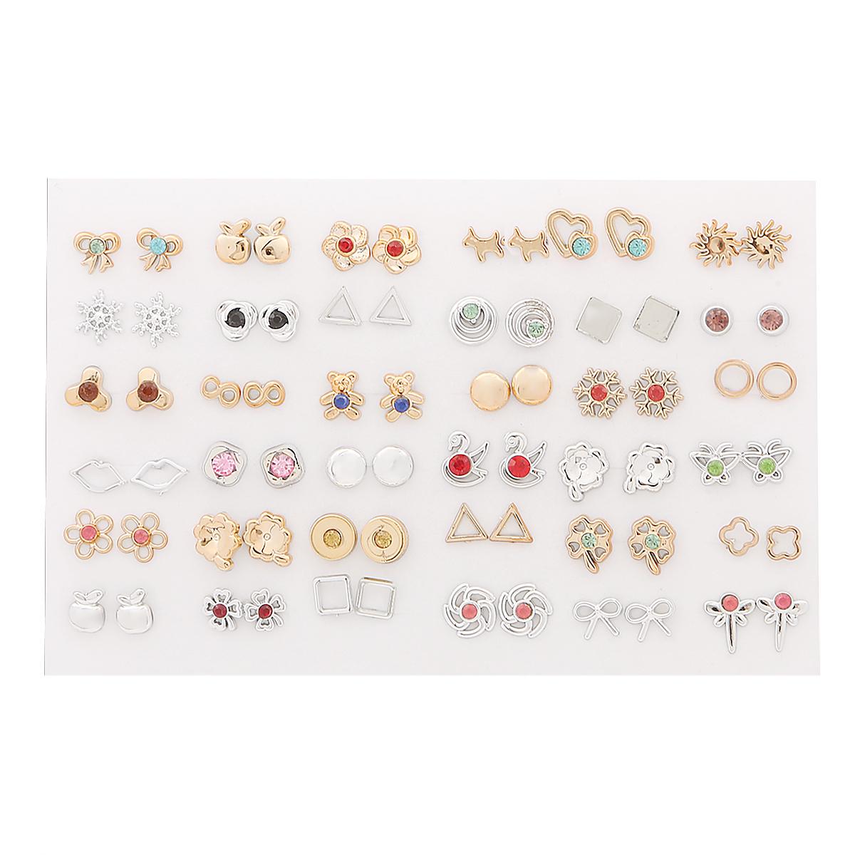 

36 пар пластикових сережок-гвоздиків зі стразами та геометричними тваринами змішаних стилів для жінок, дівчаток, ювелірних аксесуарів