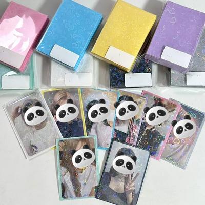 50pcs/lot 61*91mm Heart Love Laser Flashing Card Sleeves Protector For Photo Cards Holder Holographic Foil Protective Films