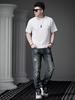European Men's High-End Designer Embroidered Distressed Short-Sleeve T-Shirt 2026 New Summer Trendy Brand Light Luxury Half-Sleeve