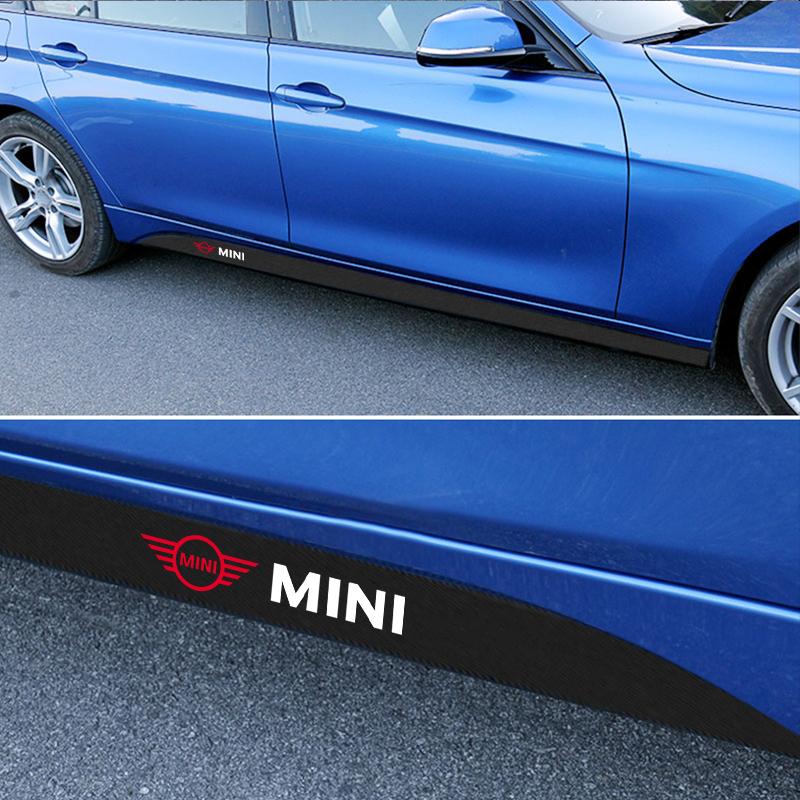 2pcs Car Door Side Skirt Car Body Decal Carbon Fiber Art Stickers For BMW Mini Cooper One S R53 R56 R60 F55 F56 Car Accessories