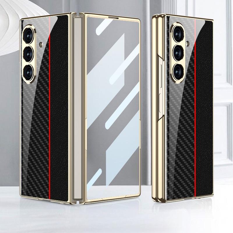 Samsung Z Fold8Ultra Electroplated Folding Glass Painted Fashion Personality Contrasting Color Leather Pattern Mobile Phone Case