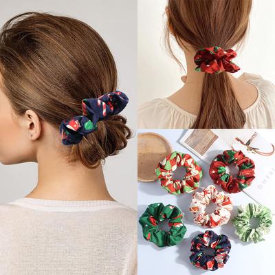New Christmas Scrunchie Hair Tie Fabric Hair Tie for Women Elastic Band Hair Accessory
