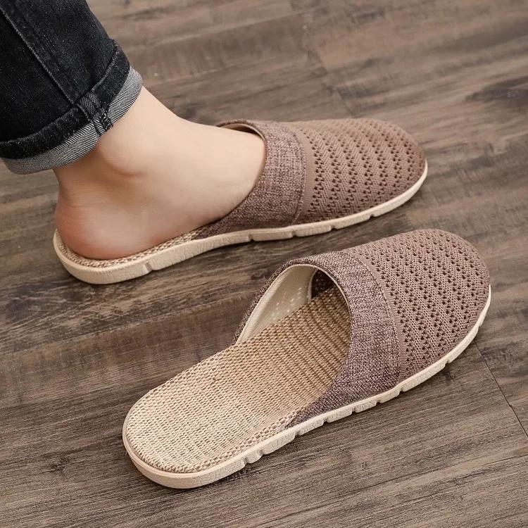 Sommerhausschuhe für Damen Herren Atmungsaktive Waffel Indoor-Hausschuhe Slipper Offene Zehen Hausschuhe Geschlossene Zehen Stumme Hausschuhe