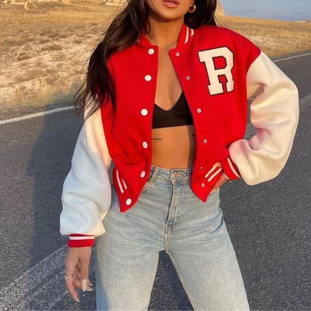 

BITCED Женская повседневная модная толстовка с принтом и толстым верхом с длинными рукавами в бейсбольной форме S красный