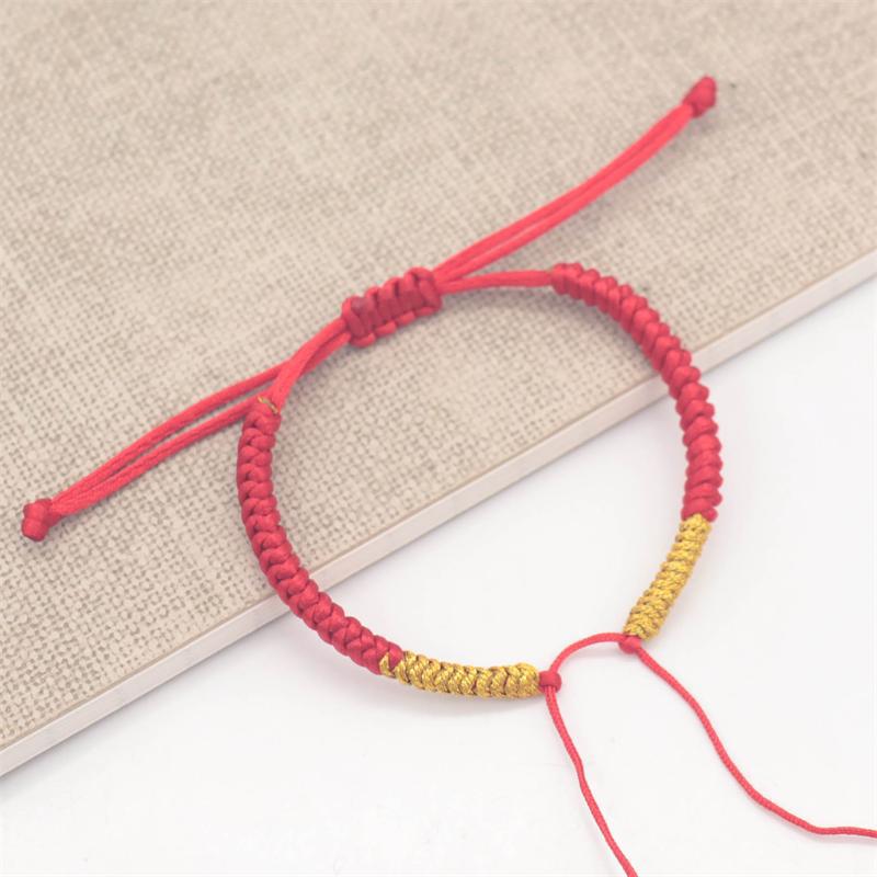 Zodiac Red Rope Diamond Knot Bracelet with Beads and Peace Buckle for Couples