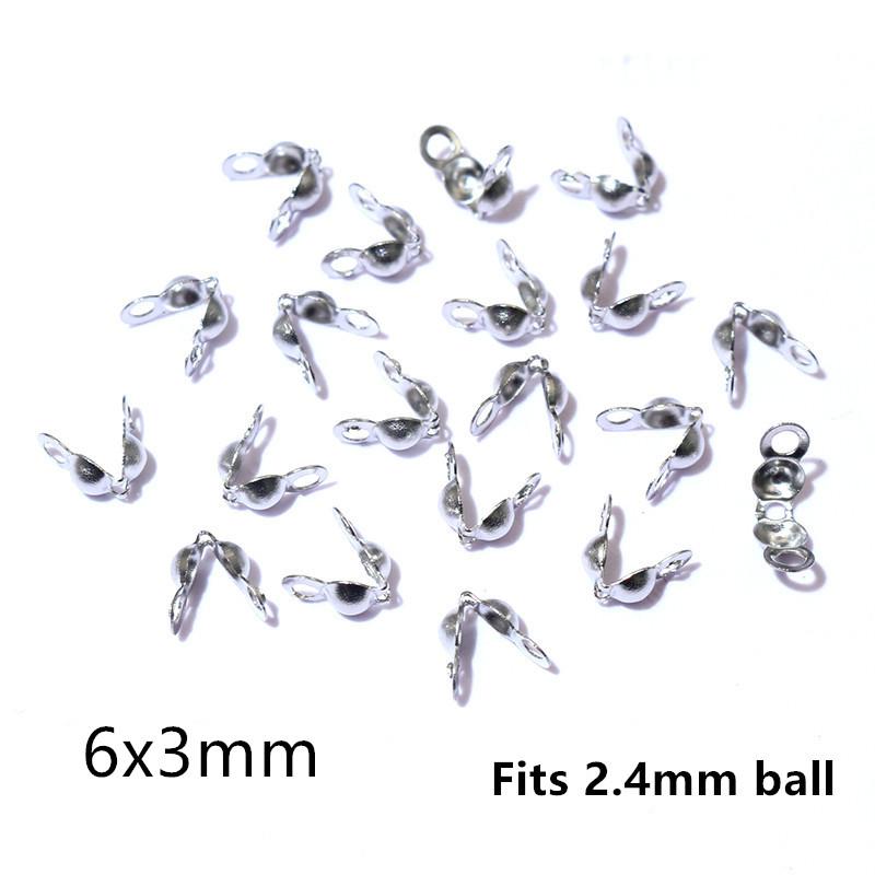 200pcs Stainless Steel Connector Clasp Ball Chain Calotte End Crimps Beads Connector Components DIY Jewelry Making Accessories