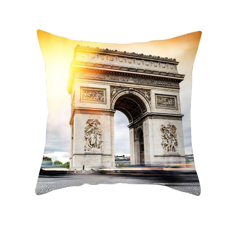 Notre Dame Cathedral French Landscape Pillow Cover European Print Cushion Waist Pillow Cover
