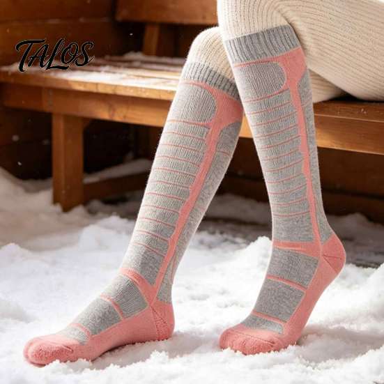 Comfortable Compression Socks for Skiing Unisex Cotton Ski Women Men, Thermal Snowboard Socks, Non Slip Soft Cold Weather Cuff Winter Warm
