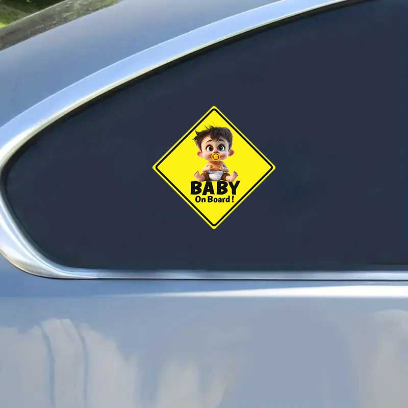 Bavaglino Carino Bambino Maschio Femmina Avverte il Bambino in Macchina Adesivi Impermeabili per Auto Adesivo Decorativo per Finestrino Auto Decalcomania per Decorazione Auto Y10