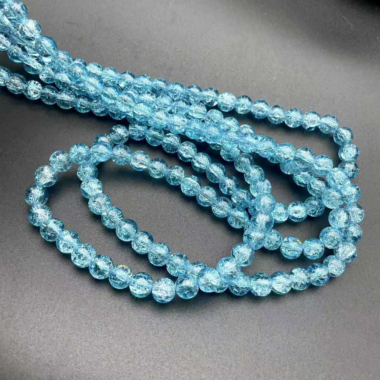 

6/8/10mm Blue Crackle Round Beads, Handmade DIY Jewelry Bracelet Crystal Beads