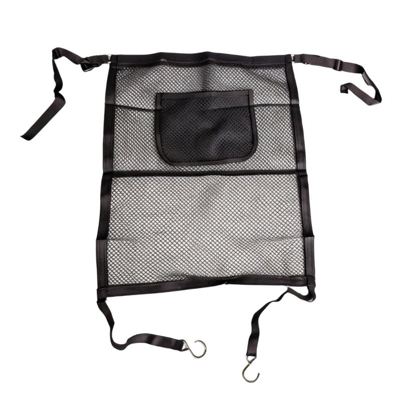 Dog Car Barrier Mesh Screen with Rear Seat Divider, Headrest Mount, Center Pocket and Cabin Partition for Daily Driving, 69 X 59 Cm