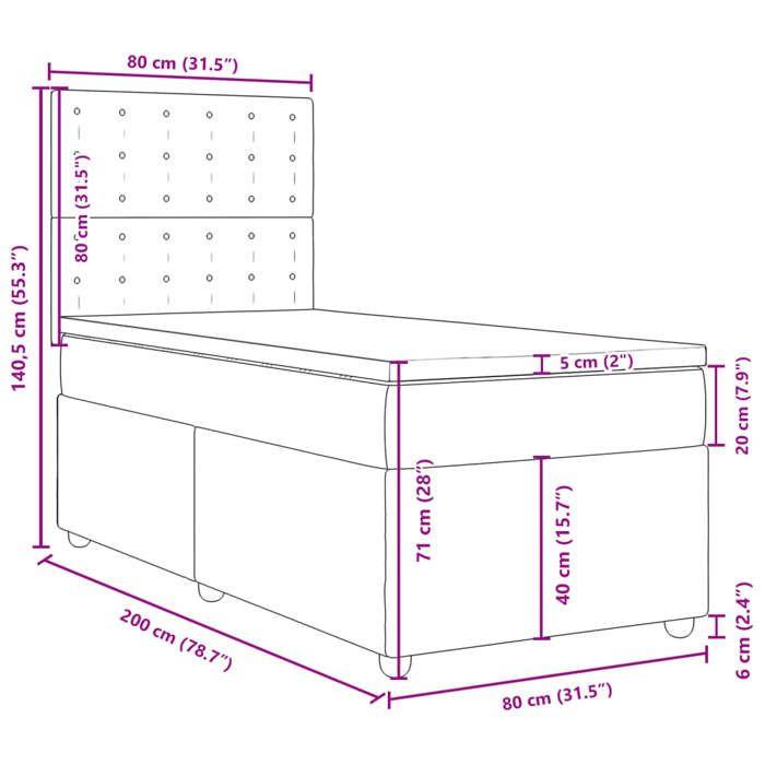 VidaXL Sommier à lattes de lit et matelas Noir 80x200 cm Tissu, lit, lit à plate-forme, lit à panneaux, meuble de chambre à 3291123