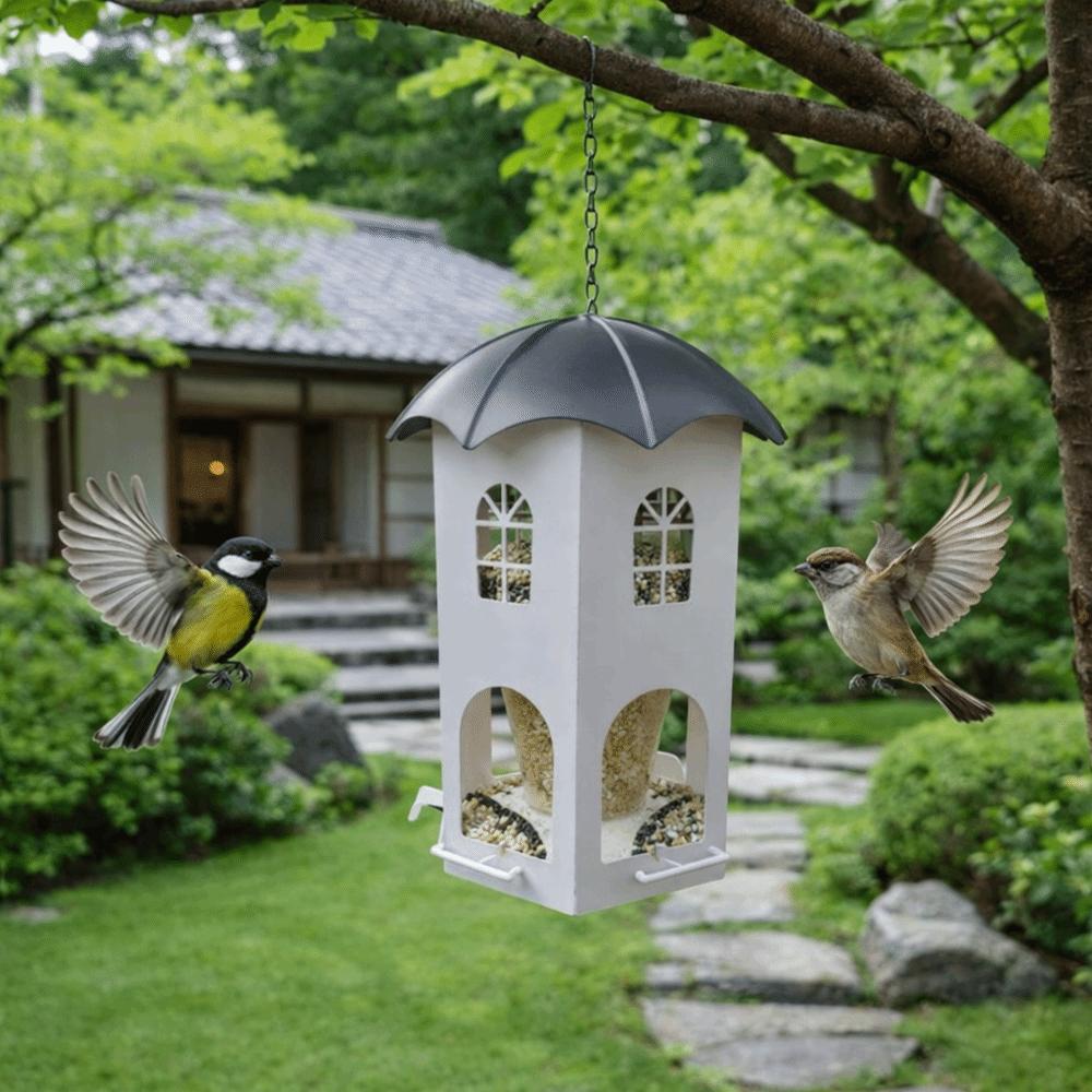 Hollow Castle Bird Feeder Squirrel Proof Bird Feeding Station Bird Food Container  Balcony