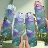 1PC Purple Bell Flower Watercolor Print 750ml Color Plastic Sports Water Bottle Leakproof Flip Straw Lid Suitable for Sports Office Home Use