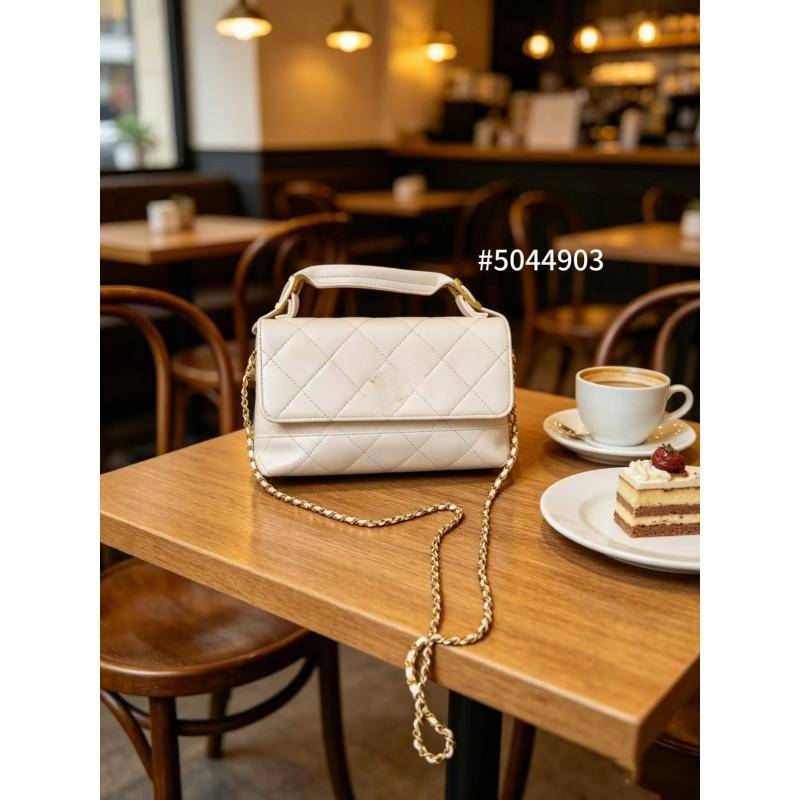 Vintage Dual-Tone PU Leather Crossbody Bag With Chain Strap Large Capacity Rhombus Quilted Tote Daily Commute