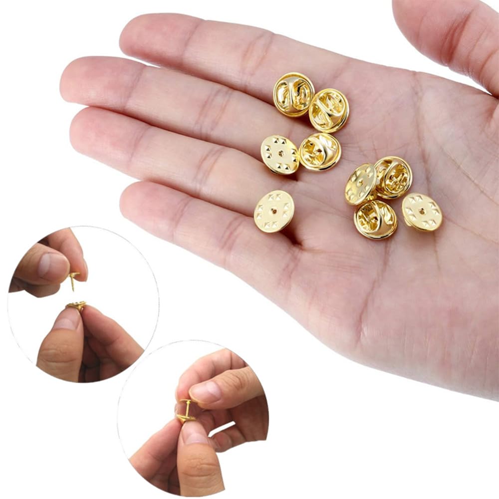 SANJAOYEE Pin Badge Clasp, Company Badge, 11mm Diameter, Butterfly Clutch, Set of 50 (Silver)