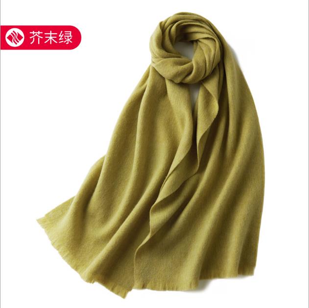 100% pure wool scarf Women's wild classic pure color new autumn and winter couples warm long short ear cashmere scarf