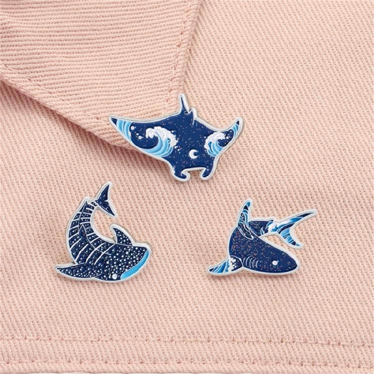 Elegant Marine Creature Enamel Brooch Cartoon Dolphin Manta Ray Alloy Lapel Pin Jewelry Gift For Adults Kids