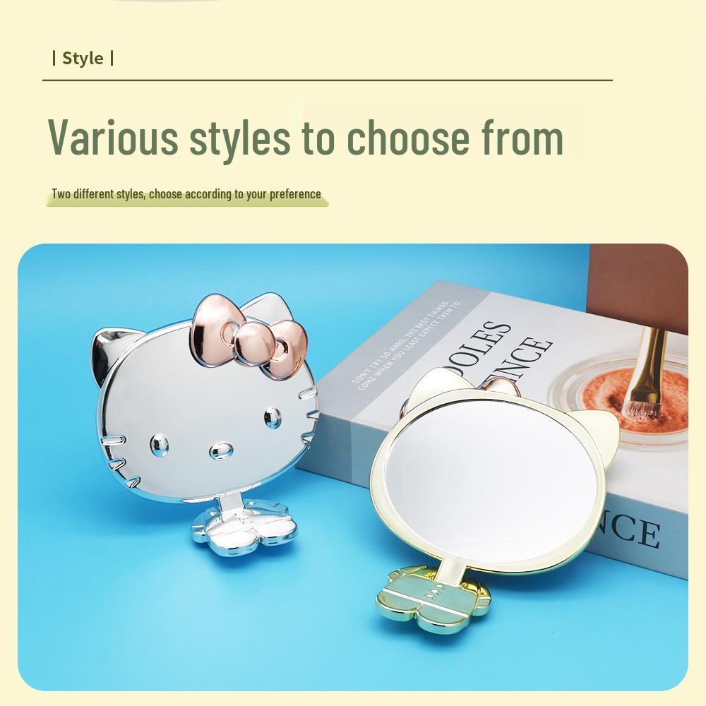 Portable Electroplated Folding Kitty Cat Handheld Vanity Makeup Mirror
