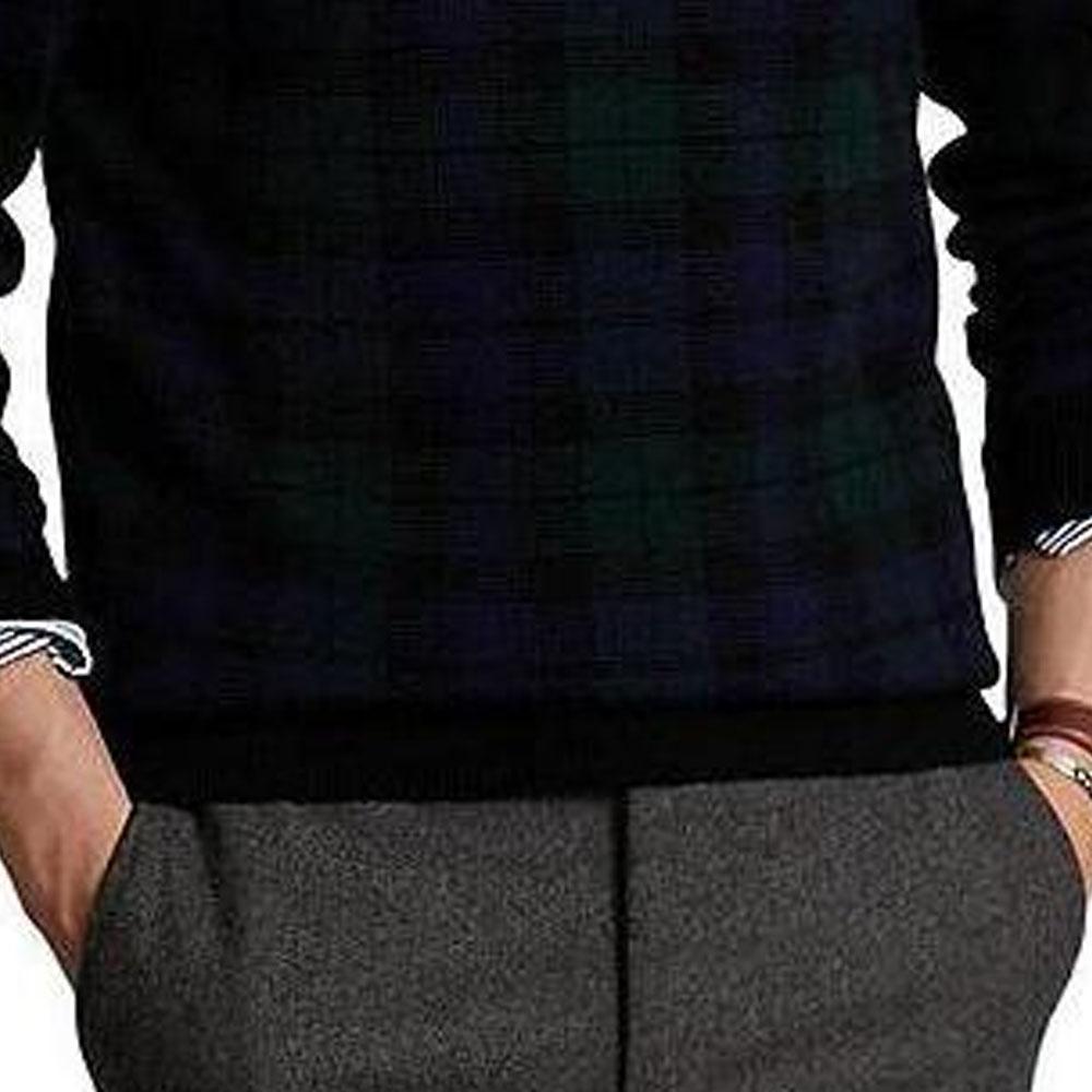 Polo Ralph Lauren FW22 Rutig Crew Neck Pullover Sweatshirt Herr sweatshirt Mörkblå 710878845-001