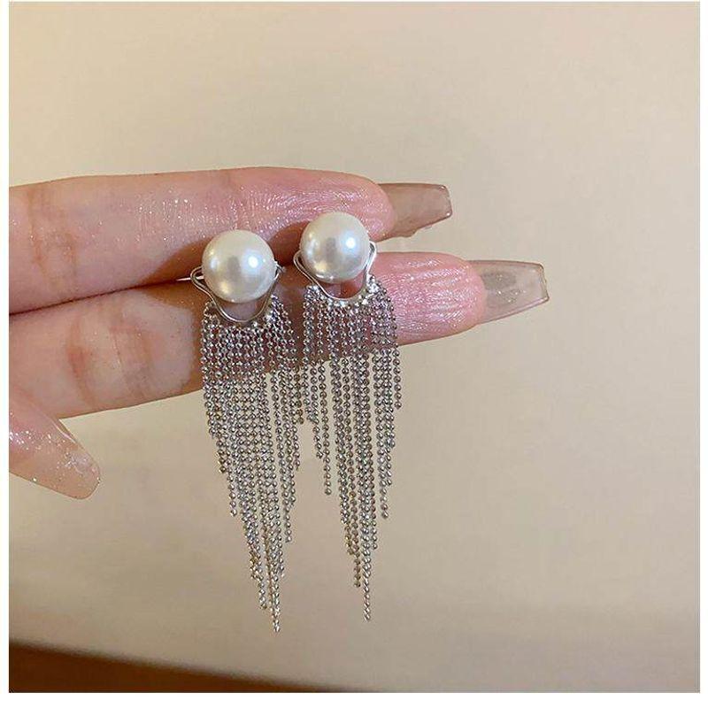 Pearl Tassel Ear Clip Non-Pierced Niche Design Eardrops New Arrival Best Selling Fancy Fashion Unique Earrings for Women