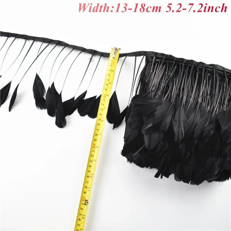 1Meters Black White Feathers for Needlework Ribbon Tape Fringe Feather Trim Pheasant Turkey Ostrich Goose Marabou Sewing Clothes