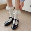 Handmade Lolita Socks Lotus Edge Pile Socks Sweet Pleated Calf Socks