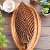 Walnut Leaf Wooden Tea Tray with Saucer & Snack Storage