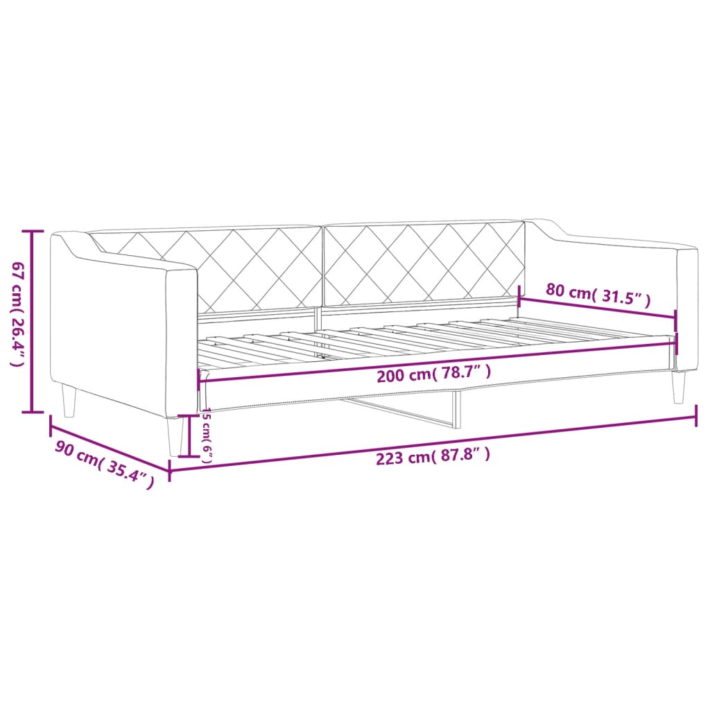 Daybed Taupe 80x200 Cm Fabric