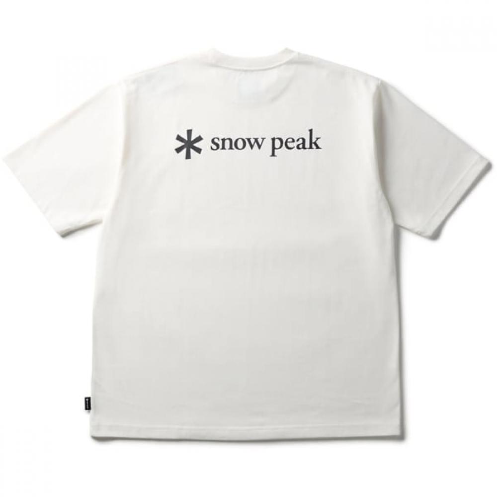Snow Peak New STandard Back PrinTed Logo T ShirT Men S cuT   Sewn Off whiTe Size S nSd TS 25au004
