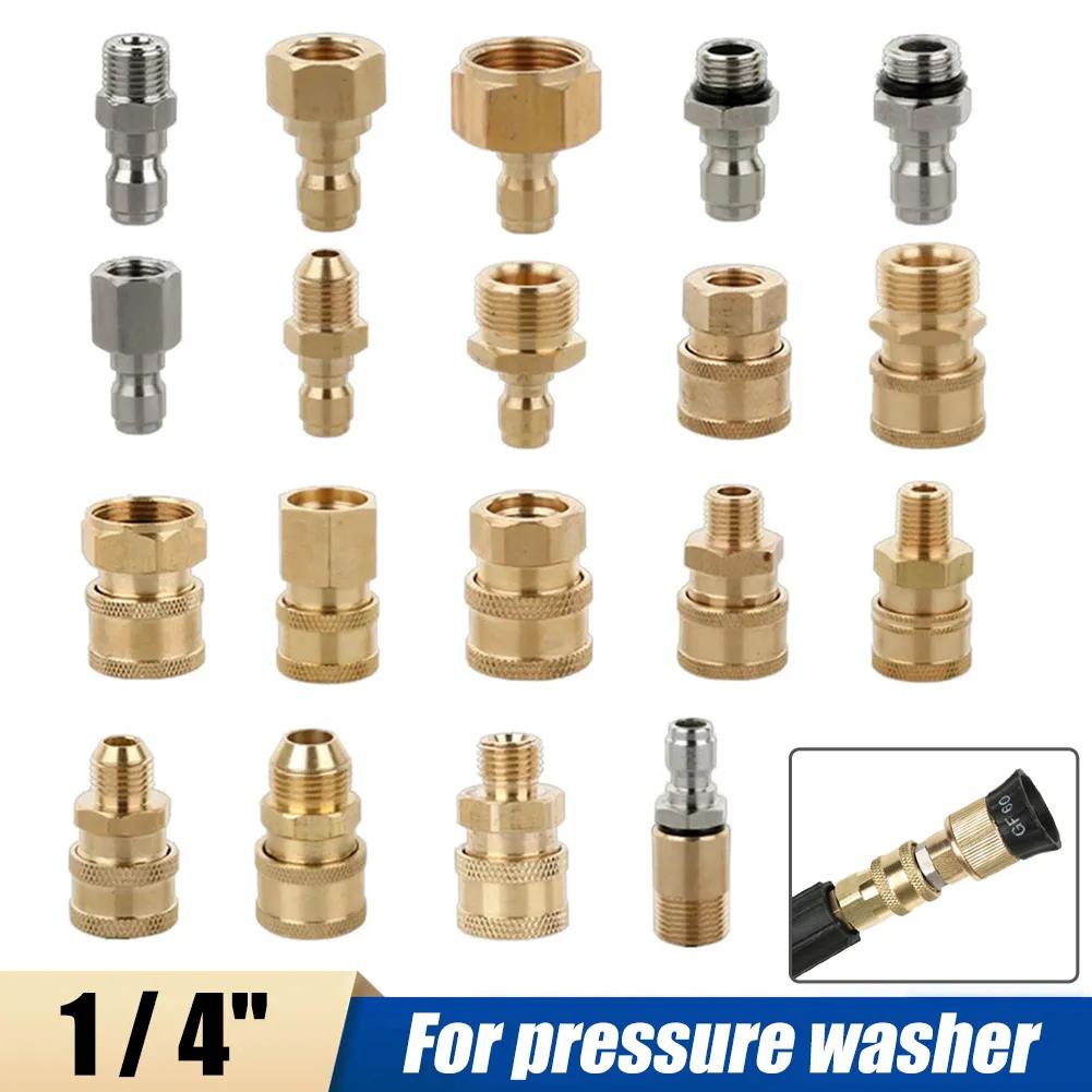 High Pressure Washer Connector 1/4 Inch Quick Release Connector Coupler Fitting For Garden Hoses Car Washer Lance Connector G1/4
