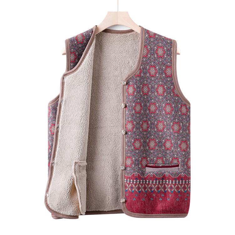 Fable Women's Blue New Cashmere Vest Cardigan In Autumn And Winter, Middle-Aged And Elderly Sweater Sleeveless Sweater, And Mother's Thickened Waistcoat In Autumn. Cm Bl
