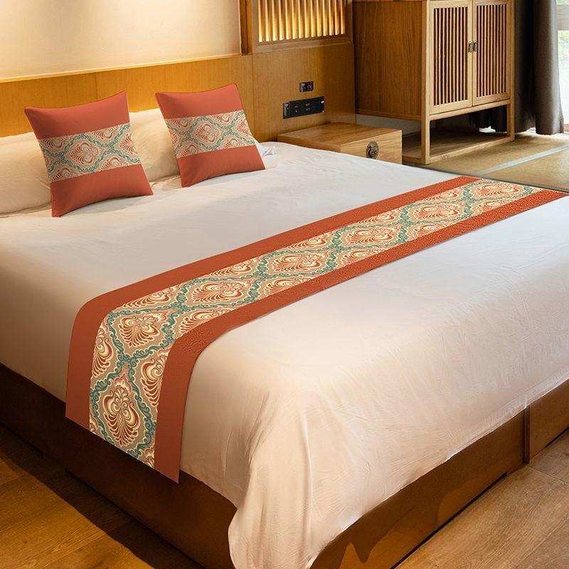 

Ethnic Style Characteristic Beds Flag Luxury Hotel Beds Tail Cloth Enhances Room Decoration High-end Bed Runner Exquisite Patterns Soft Comfortable 45x45cm pillowcase 1pcs