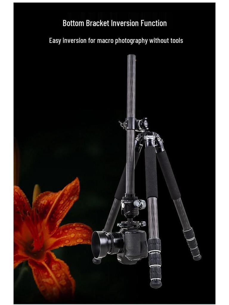 Carbon Fiber Dual-Camera Gimbal Tripod with Monopod & Horizontal Crane Arm for Panorama and DSLR Photography