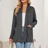 Dámské lehké kardigany s otevřeným předním dílem, dlouhým rukávem, ležérního volného střihu, tenké kardigany s kapsami